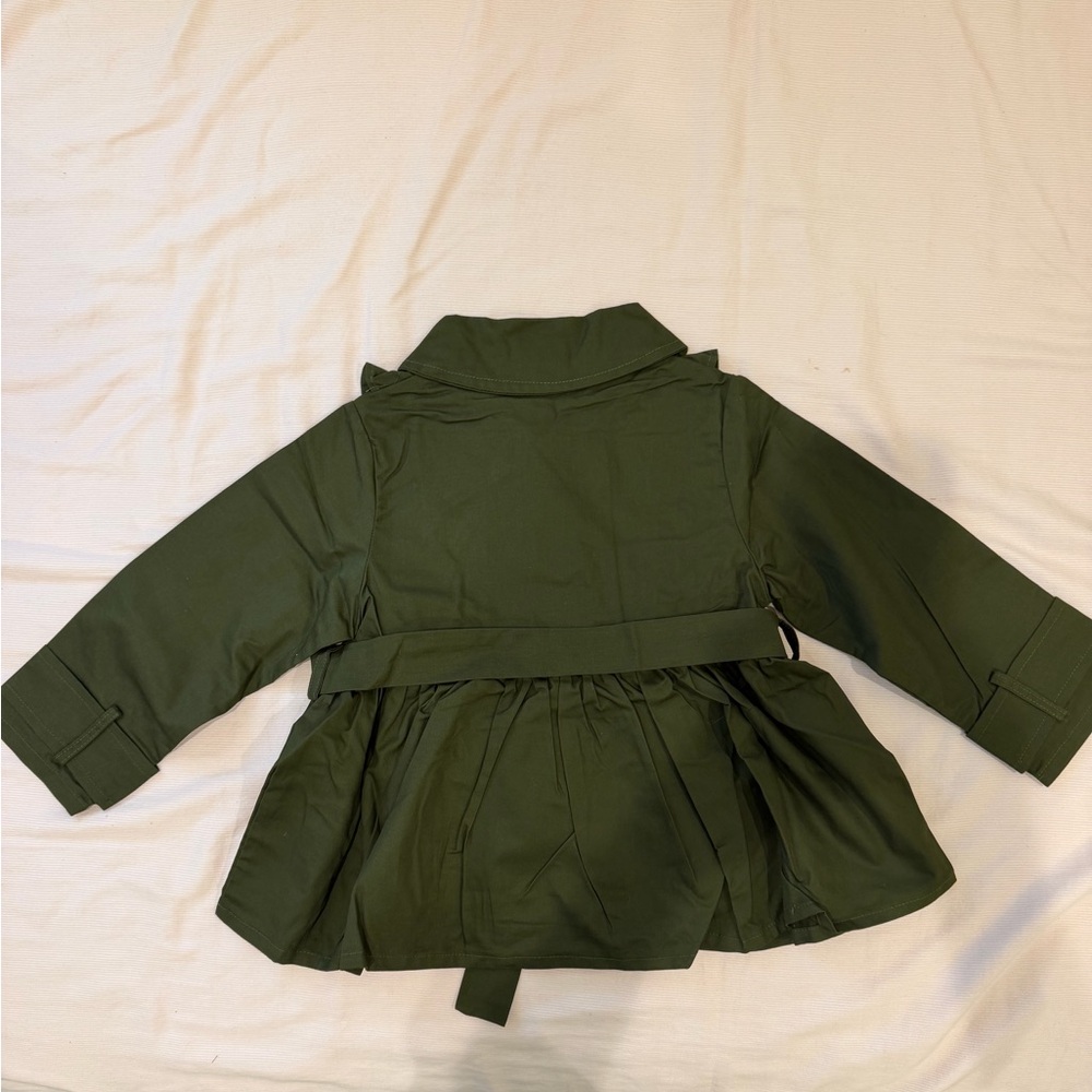Green Ruffled Trench Coat - Picture 6 of 6